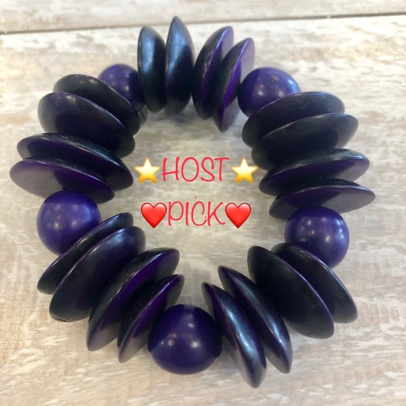 Ecuador Crafts Jewelry - Bracelet Chunky Tagua Nuts PURPLE